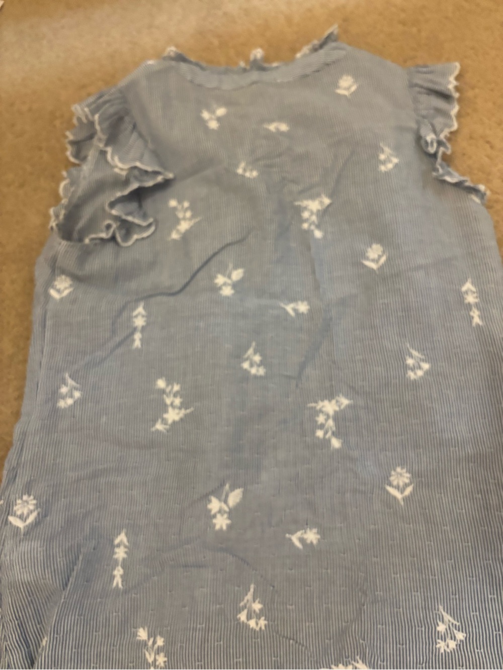 Talbots Blue & White Striped Ruffle Button-Front Top - Picture 3 of 3